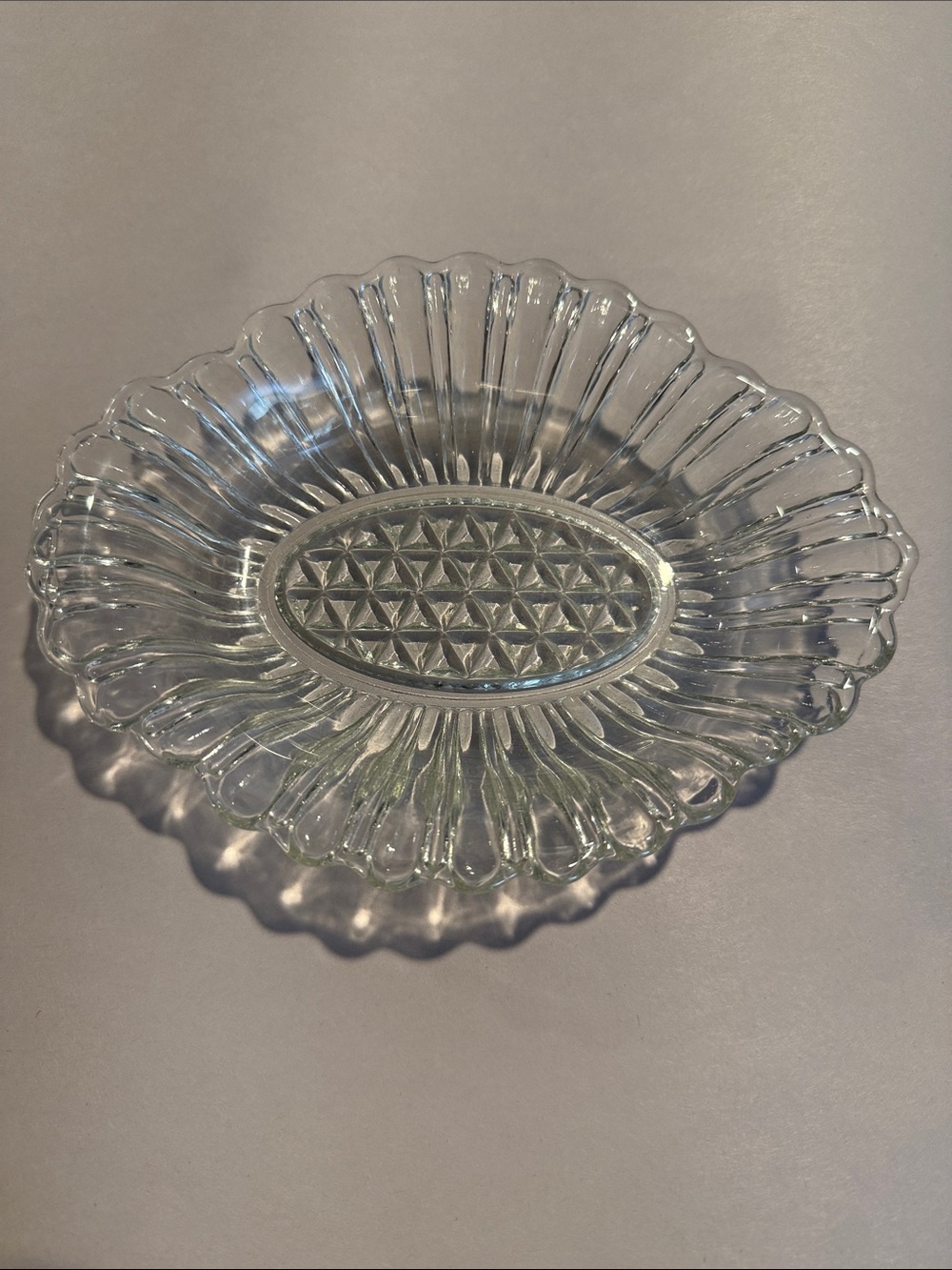 Vintage Anchor Hocking Clear Glass Oval Relish Pickle Dish